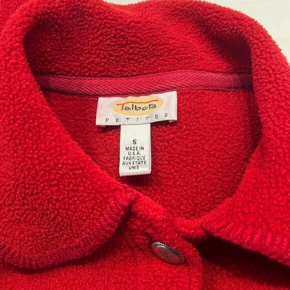 Talbots Cherry Red Malden Mills Fleece Petite Shirt/Jacket/Shacket , Sz: SP - Picture 3 of 11